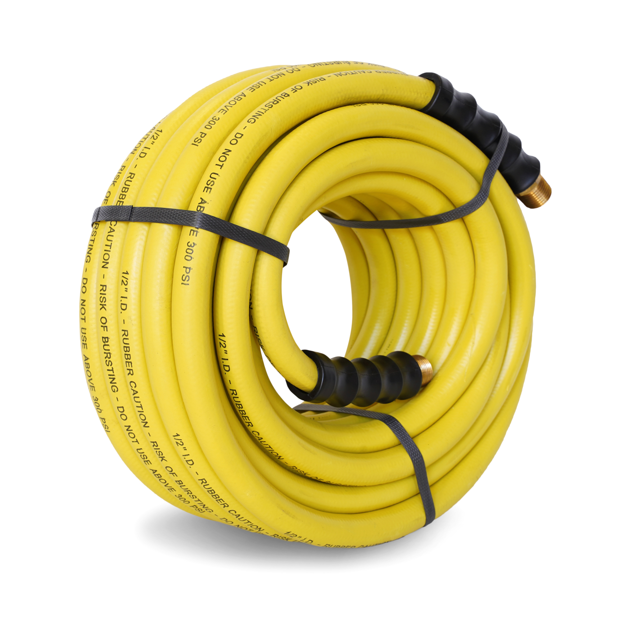STEELMAN 50-Foot Long Yellow Rubber 1/2-Inch ID Hose Reel Replacement Air / Water Hose with 1/2-Inch NPT Brass Fittings 96846-IND